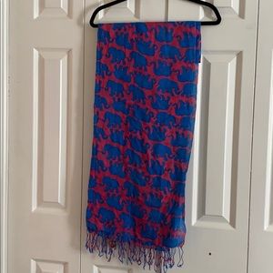 Lilly Pulitzer Pink Blue Elephant Scarf